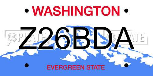 Z26BDA Washington License Plate