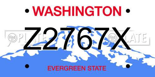Z2767X Washington License Plate
