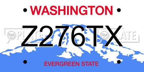 Z276TX Washington License Plate
