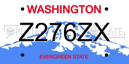 Z276ZX Washington License Plate