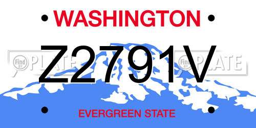Z2791V Washington License Plate