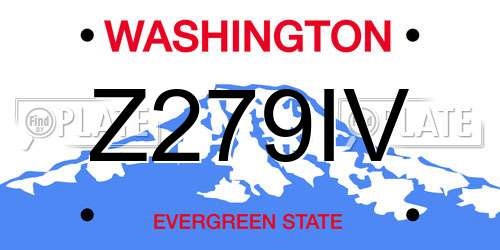 Z279IV Washington License Plate
