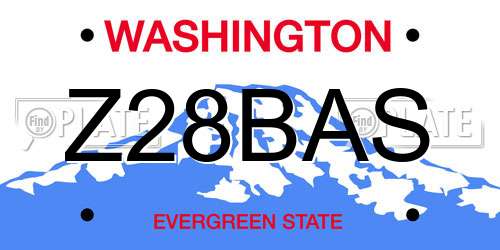 Z28BAS Washington License Plate