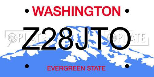 Z28JTO Washington License Plate