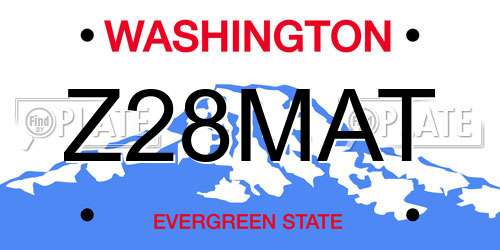 Z28MAT Washington License Plate