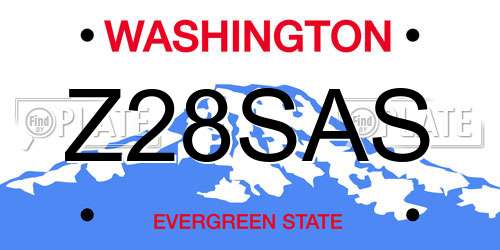 Z28SAS Washington License Plate