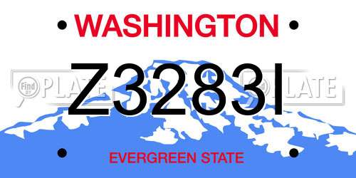 Z3283I Washington License Plate