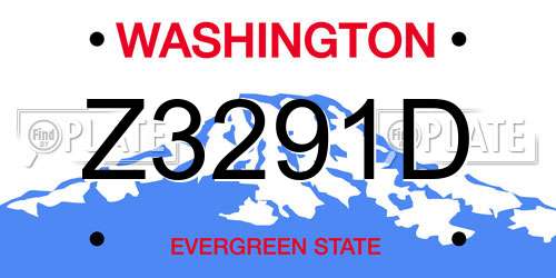 Z3291D Washington License Plate