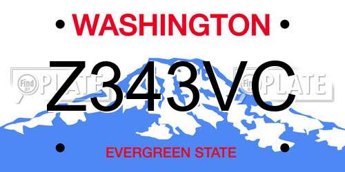 Z343VC Washington License Plate