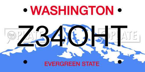 Z34OHT Washington License Plate
