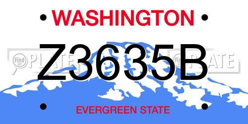 Z3635B Washington License Plate