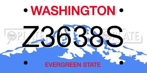 Z3638S Washington License Plate