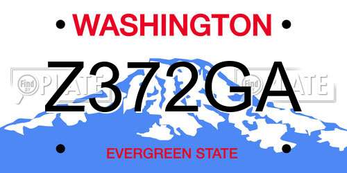 Z372GA Washington License Plate