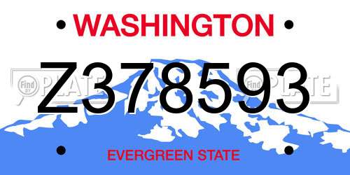 Z378593 Washington License Plate