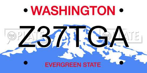 Z37TGA Washington License Plate