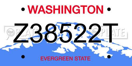 Z38522T Washington License Plate