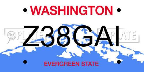 Z38GAI Washington License Plate