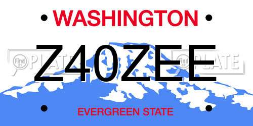 Z40ZEE Washington License Plate