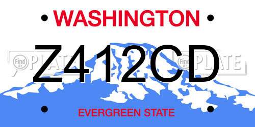 Z412CD Washington License Plate