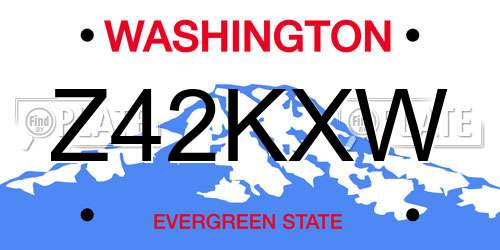 Z42KXW Washington License Plate