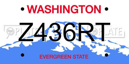 Z436RT Washington License Plate