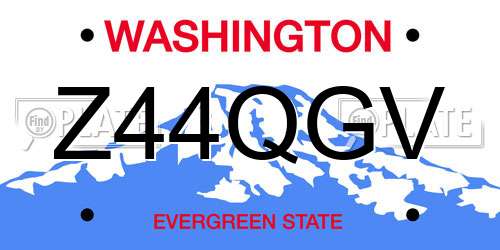 Z44QGV Washington License Plate