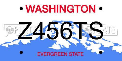 Z456TS Washington License Plate