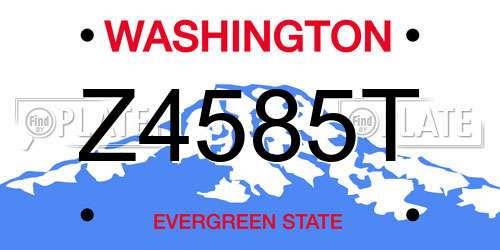 Z4585T Washington License Plate