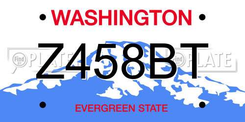 Z458BT Washington License Plate