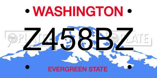 Z458BZ Washington License Plate