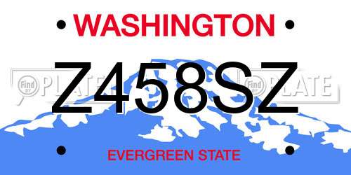 Z458SZ Washington License Plate
