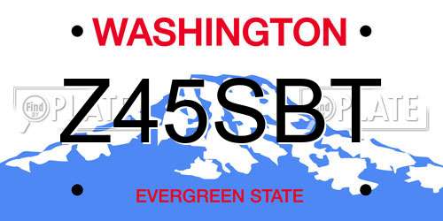 Z45SBT Washington License Plate