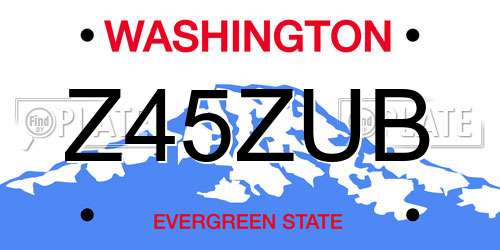 Z45ZUB Washington License Plate