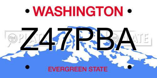 Z47PBA Washington License Plate