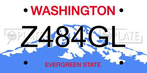 Z484GL Washington License Plate