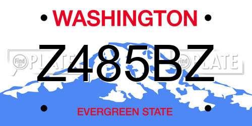 Z485BZ Washington License Plate