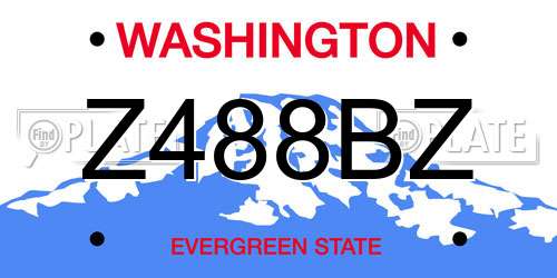 Z488BZ Washington License Plate