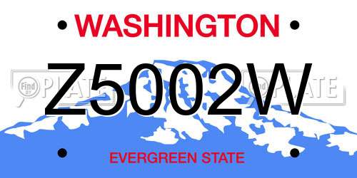 Z5002W Washington License Plate