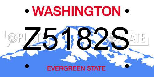 Z5182S Washington License Plate
