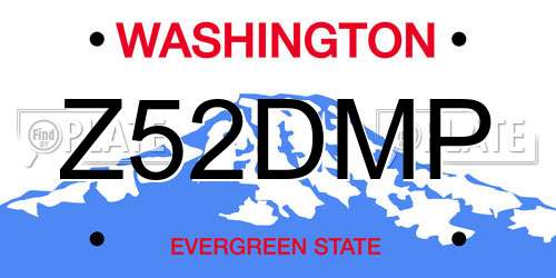 Z52DMP Washington License Plate