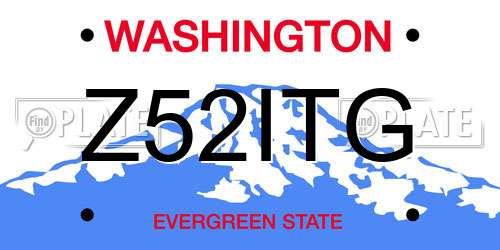 Z52ITG Washington License Plate