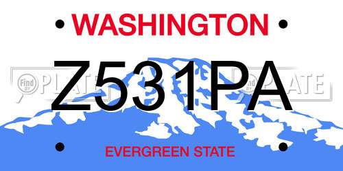 Z531PA Washington License Plate
