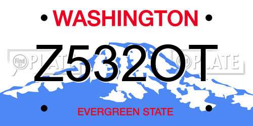 Z532OT Washington License Plate