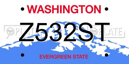 Z532ST Washington License Plate