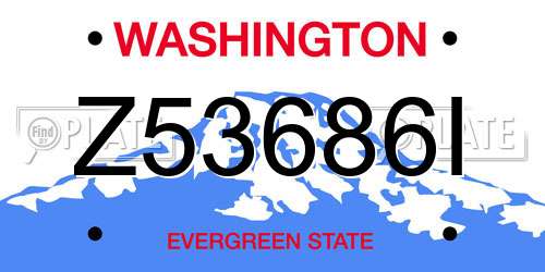 Z53686I Washington License Plate