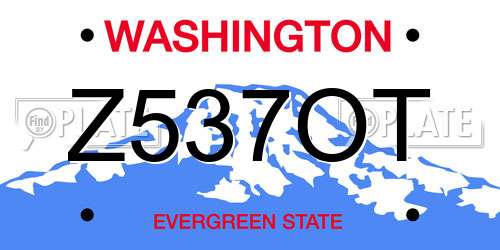Z537OT Washington License Plate