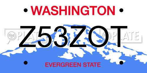 Z53ZOT Washington License Plate