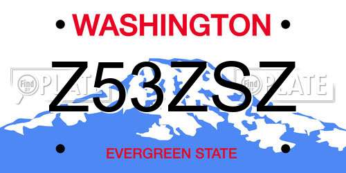 Z53ZSZ Washington License Plate