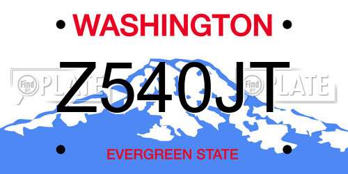 Z540JT Washington License Plate