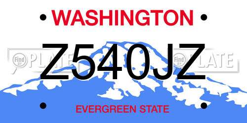 Z540JZ Washington License Plate